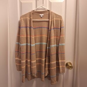 J.Jill Open Front Cardigan Lightweight Striped‎ Small Linen Like New